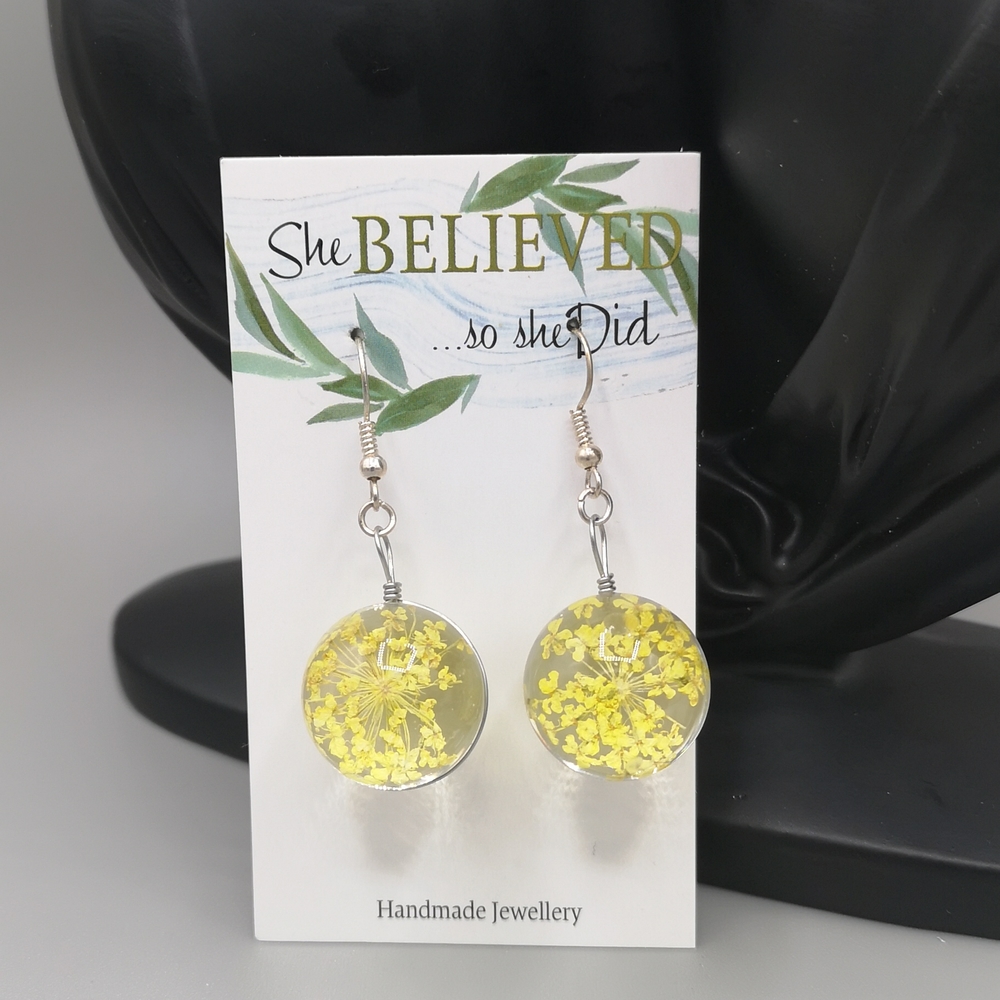 Real Yellow Flower Earrings